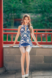 [คอสเพลย์] ยอดนิยม Coser Kurokawa - Cheongsam สีฟ้าและสีขาว